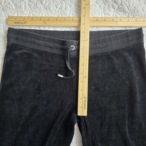 BCBG Black Velour Rhinestone Logo Track Pants - Picture 8 of 9